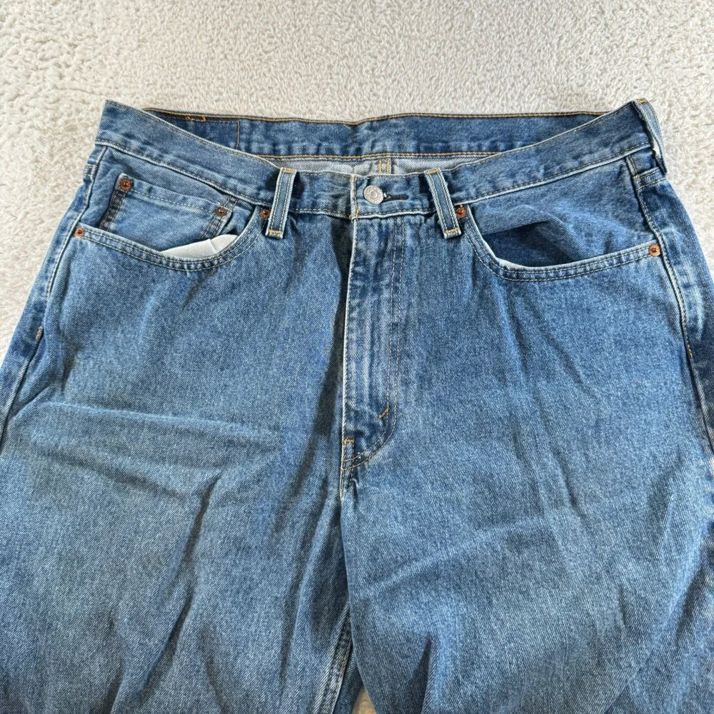 Levis 550 Relaxed Fit Straight Mens Tag 36x36 Western Medium Blue Denim Distress